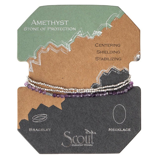 Delicate Stone Wrap Bracelet/Necklace - Amethyst