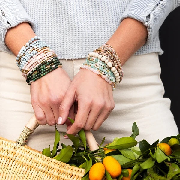 Stone Wrap Bracelet/Necklace - Morganite/Black Tourmaline