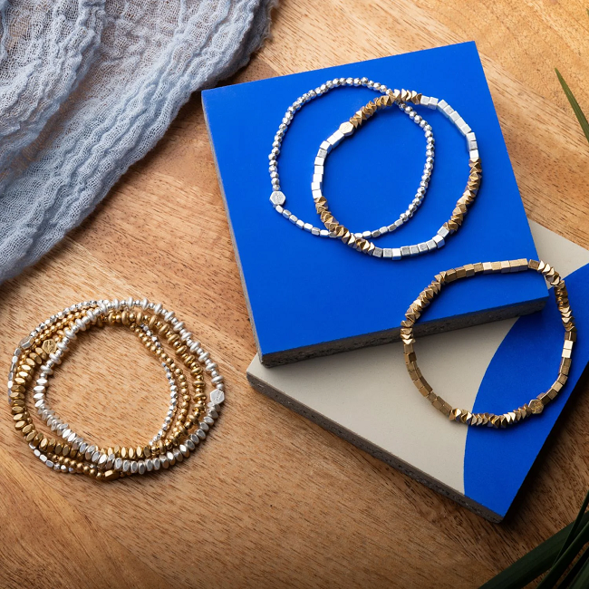 Scout Mini Metal Stacking Bracelet - Geometric Gold