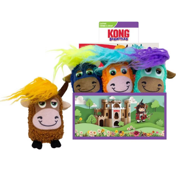 KONG Scrattles Highland Cow Cat Toy - Assorted