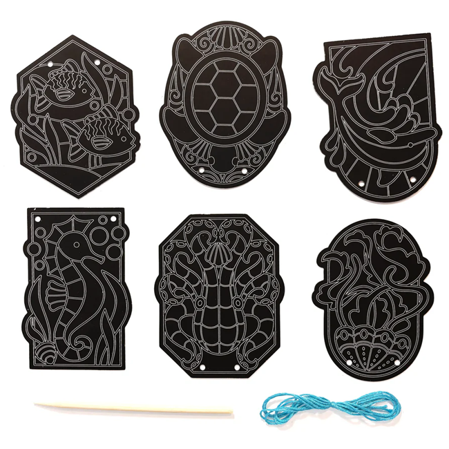 Scratch & Scribble Mini Window Banner Kit - Ocean - 6 Cards