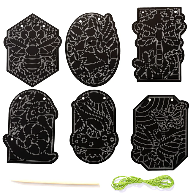 Scratch & Scribble Mini Window Banner Kit - Garden - 6 Cards