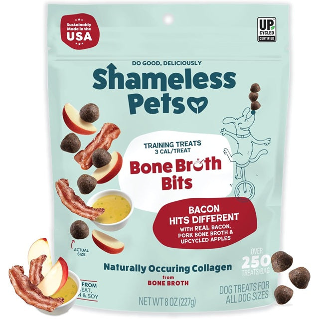 Shameless Pets Bone Broth Bits - Bacon Hits Different, 8oz. Training Treats