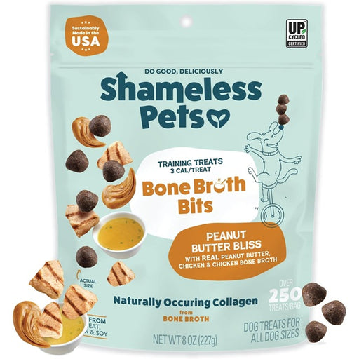 Shameless Pets Bone Broth Bits- Peanut Butter Bliss, 8oz. Training Treats
