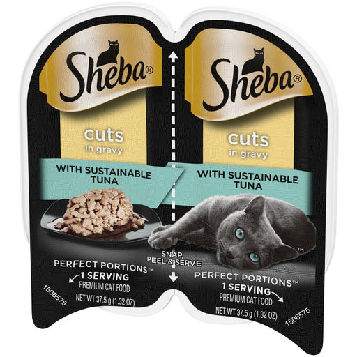 Sheba Perfect Portions Cuts in Gravy with Sustainable Tuna- Case of 24 / 2.6 oz. Trays