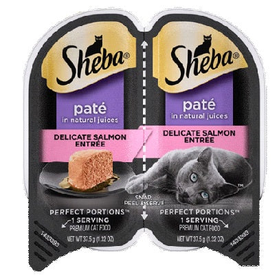 Sheba Perfect Portions Paté, Delicate Salmon Entrée- Case of 24 / 2.6 oz. Trays