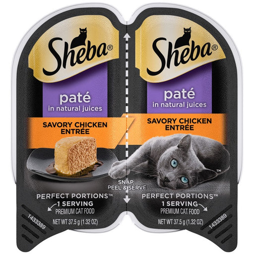 Sheba Perfect Portions Paté, Savory Chicken Entrée- Case of 24 / 2.6 oz. Trays