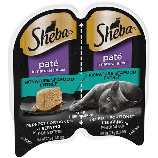 Sheba Perfect Portions Paté, Signature Seafood Entrée- Case of 24 / 2.6 oz. Trays