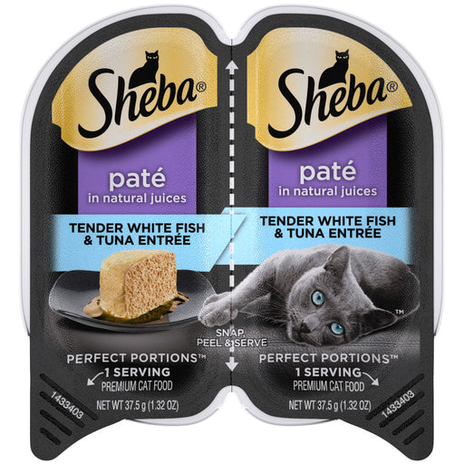 Sheba Perfect Portions Paté, Tender White Fish & Tuna Entrée- Case of 24 / 2.6 oz. Trays