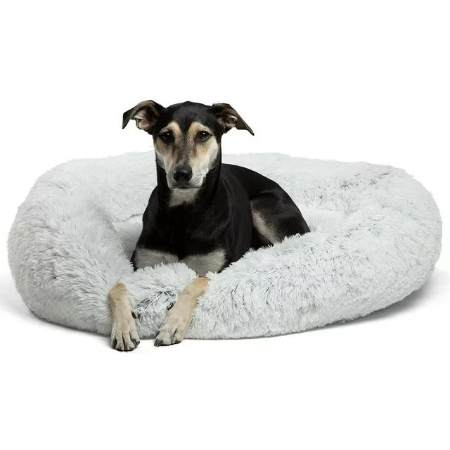 Best Friends by Sheri The Original Calming Donut Cat & Dog Bed, Frost Shag Fur