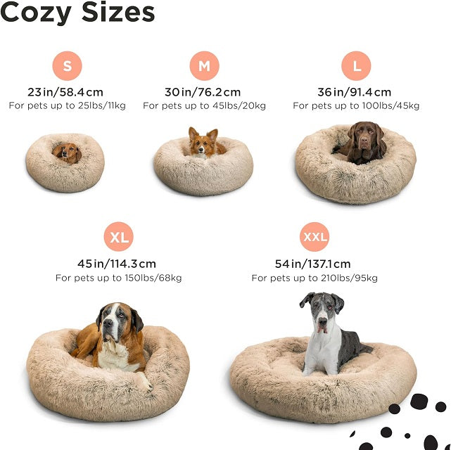 Best Friends by Sheri The Original Calming Donut Cat & Dog Bed, Taupe Shag Fur