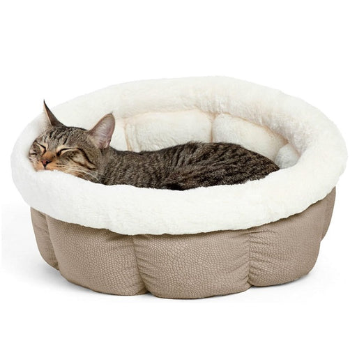 Best Friends by Sheri Cozy Ilan Cuddle Cup Pet Bed, Standard Wheat