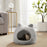 Best Friends by Sheri Vegan Fur Meow Hut Domed Pet Bed, Standard Gray