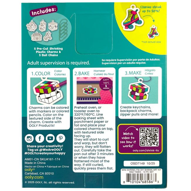 Shrink-Its! Mini DIY Shrink Art Kit - Rad Times - 5 Charms