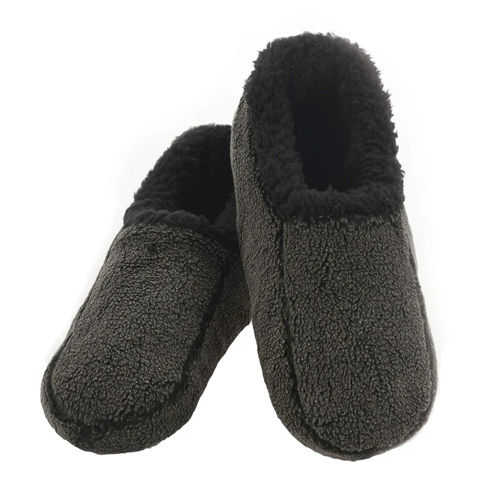 Snoozies! Mens Black Two Tone Fleece Lined Slippers
