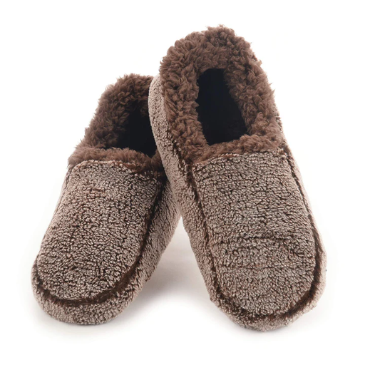 Snoozies! Mens Brown Two Tone Fleece Lined Slippers