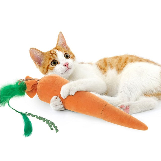 SmartyKat Kolossal Karrot Plush Crinkle & Catnip Cat Kicker Toy