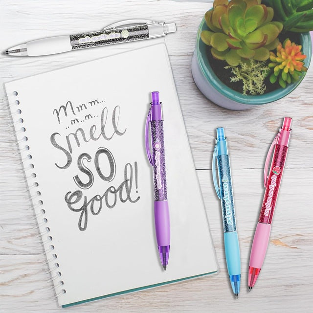 Glitter Glam Smens 6-Pack Scented Black Glitter Gel Pens