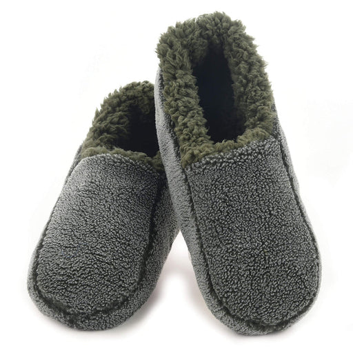 Snoozies! Mens Green Two Tone Fleece Lined Slippers