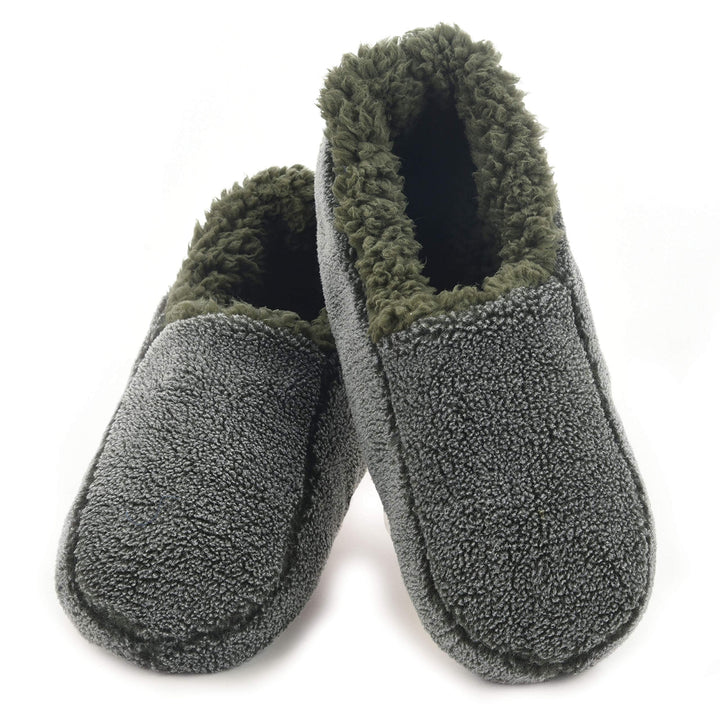 Snoozies! Mens Green Two Tone Fleece Lined Slippers