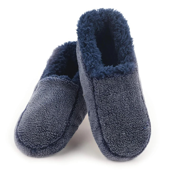 Snoozies! Mens Navy Two Tone Fleece Lined Slippers