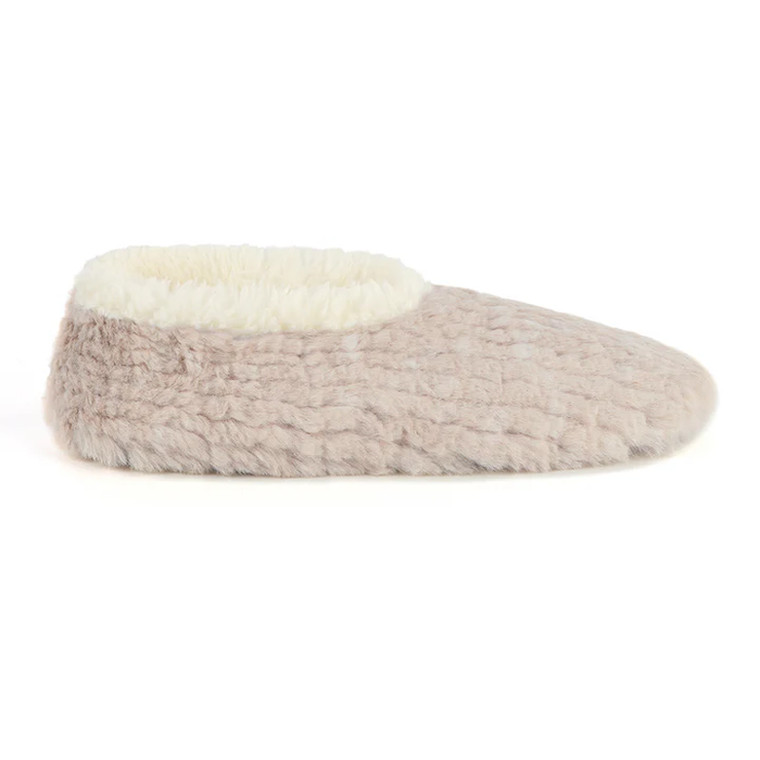 Snoozies! Womens Teddy Bear Faux Fur Oatmeal Color Slipper With Memory Foam Sole