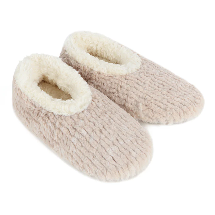 Snoozies! Womens Teddy Bear Faux Fur Oatmeal Color Slipper With Memory Foam Sole