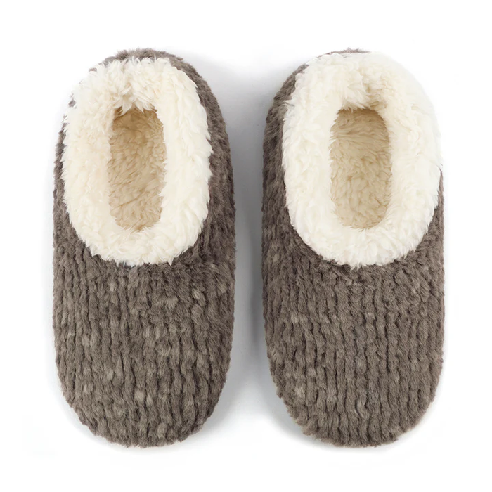 Snoozies! Womens Teddy Bear Faux Fur Grey Slipper With Memory Foam Sole
