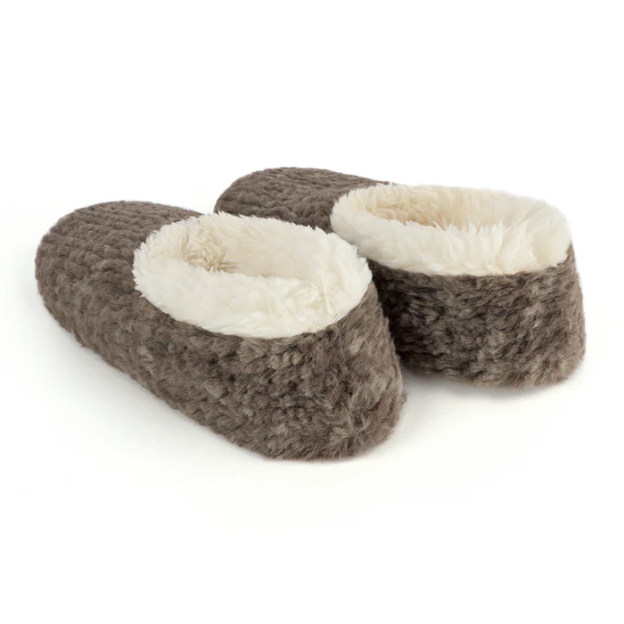 Snoozies! Womens Teddy Bear Faux Fur Grey Slipper With Memory Foam Sole