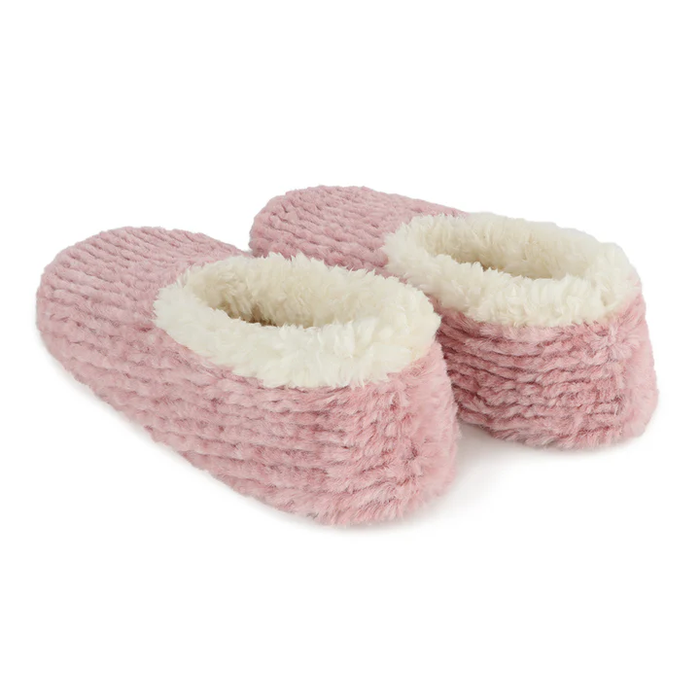 Snoozies! Womens Teddy Bear Faux Fur Pink Slipper With Memory Foam Sole
