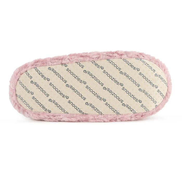 Snoozies! Womens Teddy Bear Faux Fur Pink Slipper With Memory Foam Sole