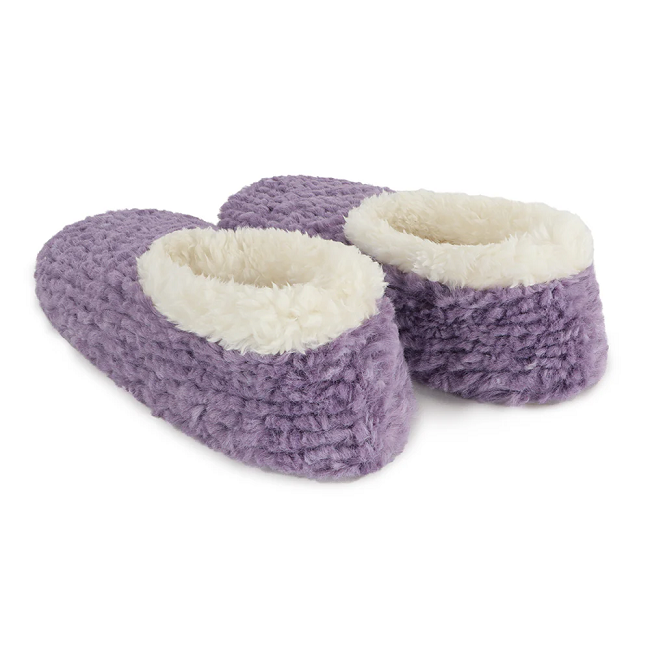 Snoozies! Womens Teddy Bear Faux Fur Purple Slipper With Memory Foam Sole