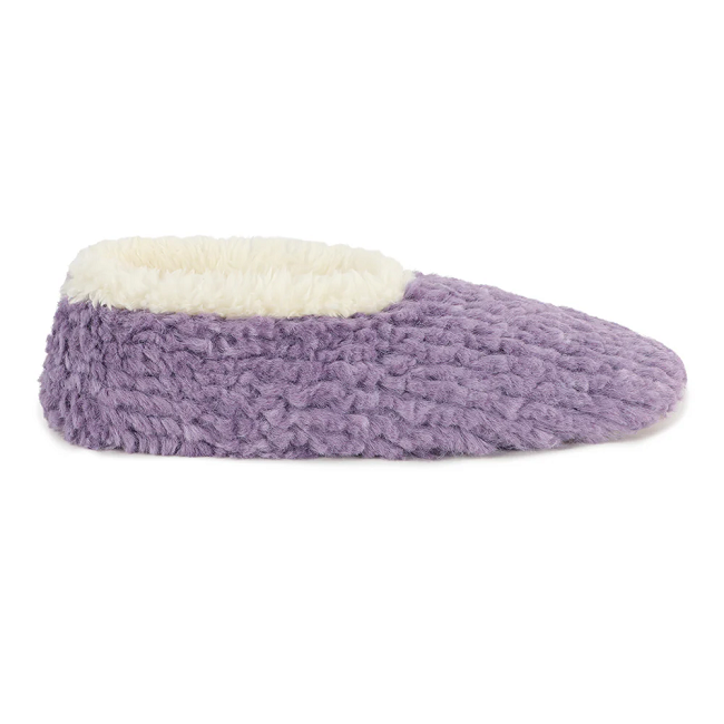 Snoozies! Womens Teddy Bear Faux Fur Purple Slipper With Memory Foam Sole