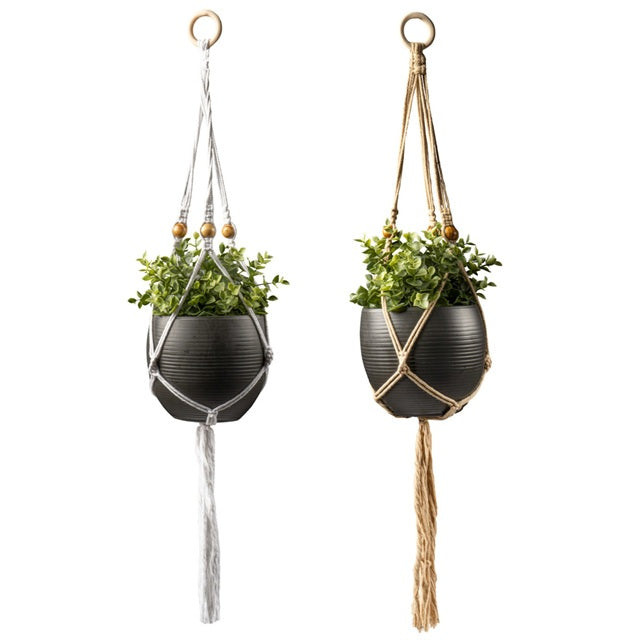 macrame beaded plant hanger Seed & Sprout Let's Hang Macrame Plant Hanger