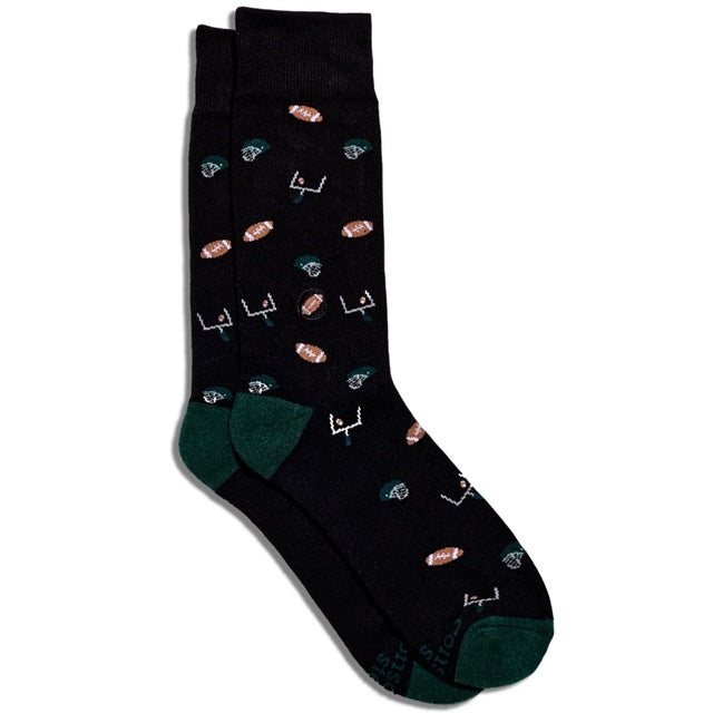 Socks that Support Youth Sports (Black Footballs)
