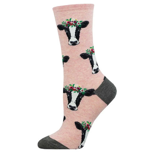 Women's Hen Wow Cow Socks, Pink Heather