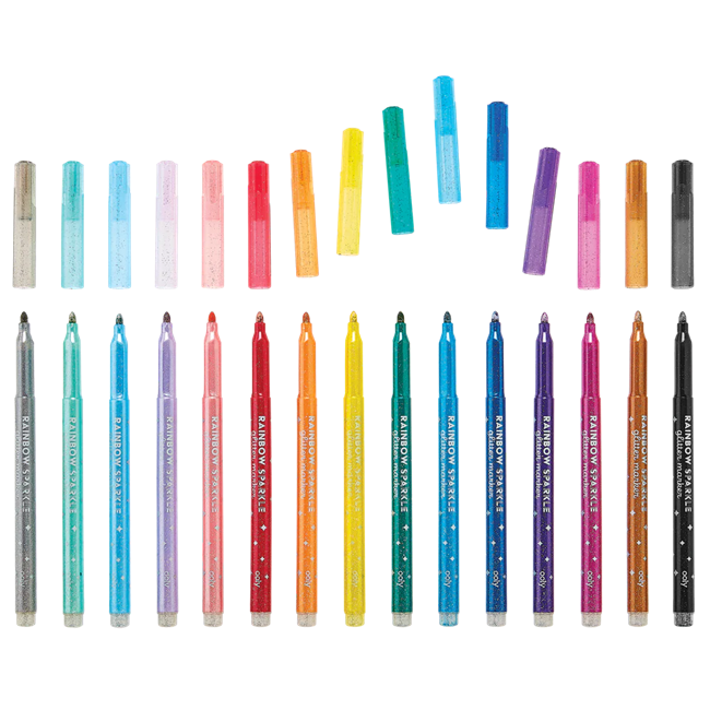 Rainbow Sparkle Glitter Markers - Set of 15