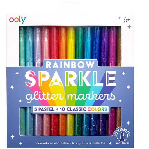 Rainbow Sparkle Glitter Markers - Set of 15