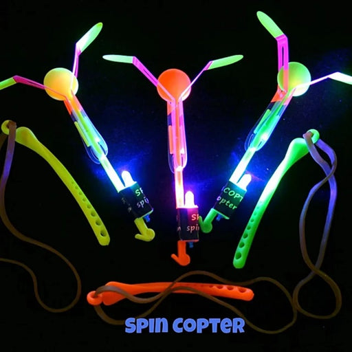 Spin Copter Original LED Slingshot Helicopter Toy, Assorted Colors