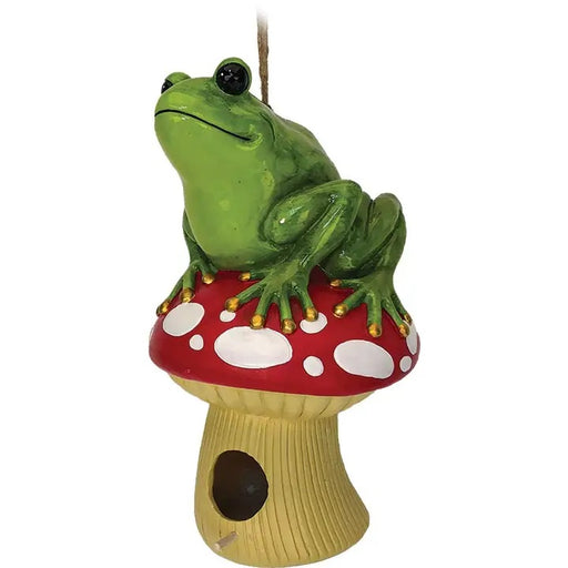 Spoontiques Frog on Mushroom Birdhouse