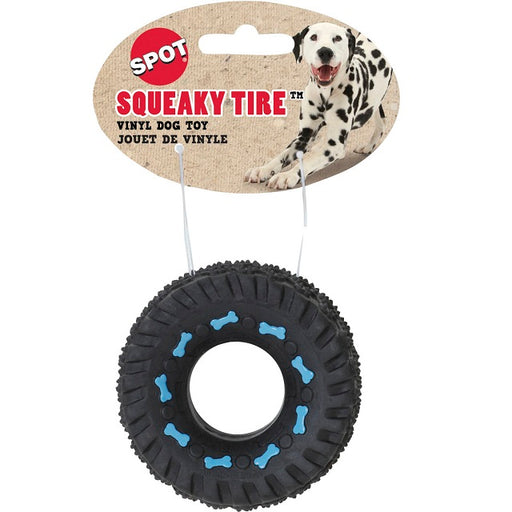 SPOT Squeaky Tire Vinyl Dog Toy, 3.5-inch Assorted Colors