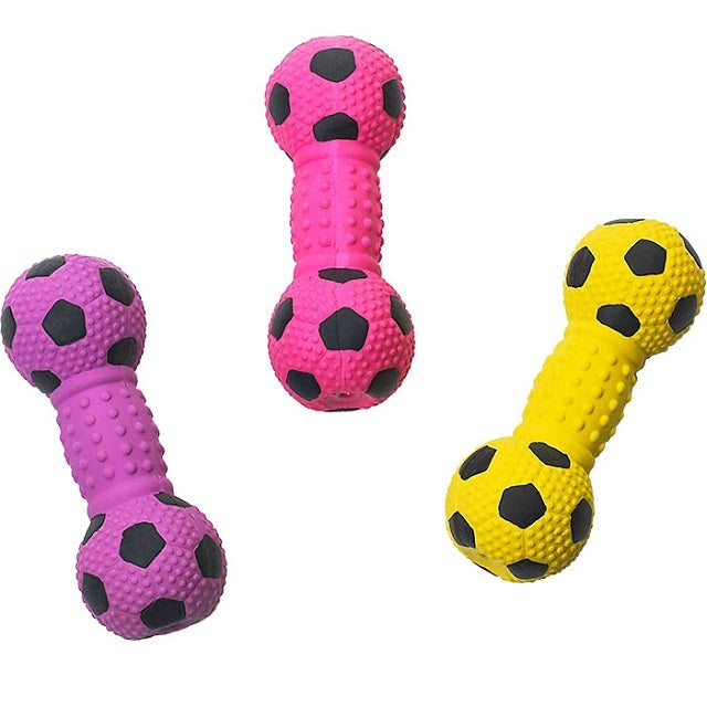 SPOT Stuffed Latex Soccerball Dumbell Dog Toy, Assorted Colors