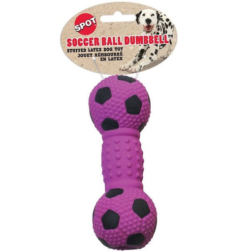 SPOT Stuffed Latex Soccerball Dumbell Dog Toy, Assorted Colors