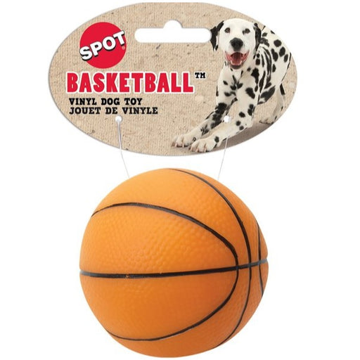 SPOT Vinyl Basketball Squeaky Dog Toy, 3-inch Assorted Colors
