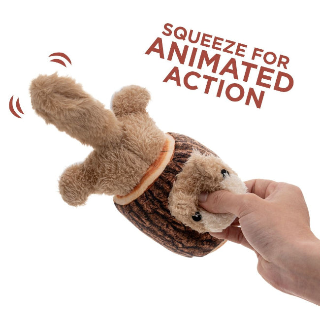 Territory Squirrel in Log Moving Plush Dog Toy
