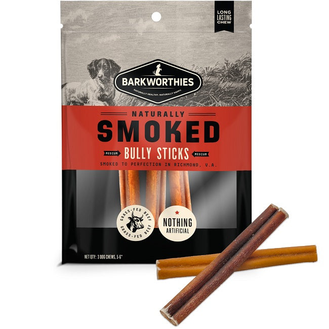 Barkworthies Naturally Smoked 6" Standard Bully Sticks, 3 Pack