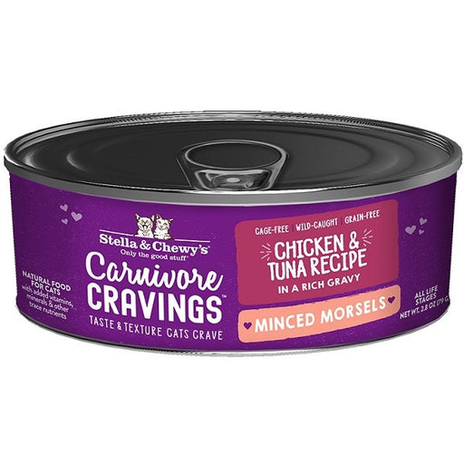 Stella & Chewy's Carnivore Cravings Cravings Minced Morsels Chicken & Tuna Recipe in Broth Wet Cat Food
