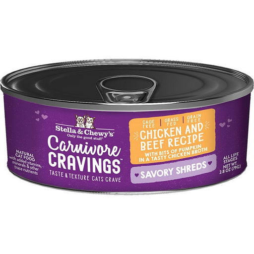 Stella & Chewy's Carnivore Cravings Savory Shreds Chicken & Beef Recipe in Broth Wet Cat Food
