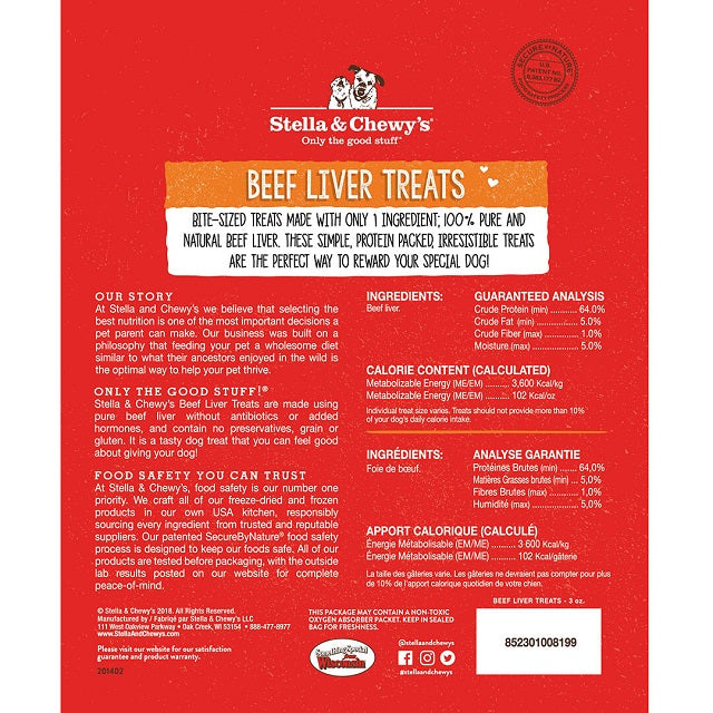 Stella & Chewy's Beef Liver Treats for Dogs 3-oz