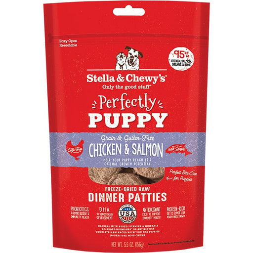 Stella & Chewy's Perfectly Puppy Chicken & Salmon Freeze-Dried Raw Dinner Patties Dog Food 5.5-oz